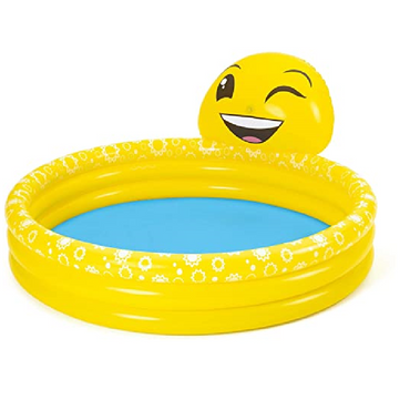 BESTWAY Summer Smiley Face Sprayer Pool For Kids 5ft 5in x 4ft 9in x 2ft 3in (6in Depth)
